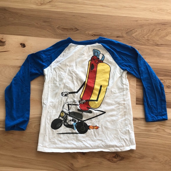 Silly Brooklyn hotdog on a motorcycle long sleeve - Picture 2 of 3